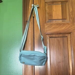 Simply Southern Light Blue Crossbody Bag with Striped Strap